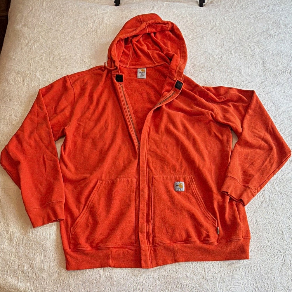 Carhartt FR Mens Orange Fleece Full Zip Hooded Hoodie FRK296 ORG XL